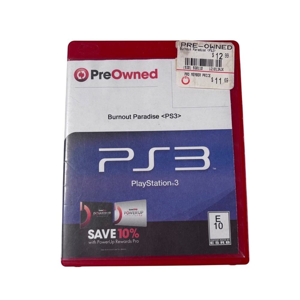 Burnout Paradise Sony PlayStation 3 PS3 Greatest Hits Racing Game Red Case